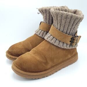 UGG Australia Cambridge Knit Suede Boots 1003175 Chestnut Brown Women’s Size 7